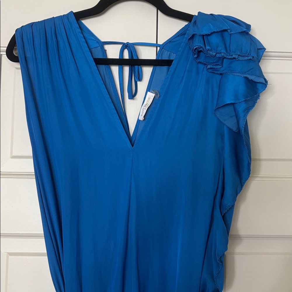 Ramy Brook Kaisley V-Neck Midi Dress Blue Size Small - Picture 4 of 9